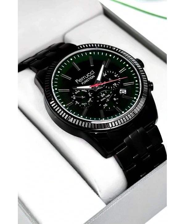 Function Erkek Kol Saati Çelik Kordon Siyah Bileklik Hediyeli 3atm Sdfer170