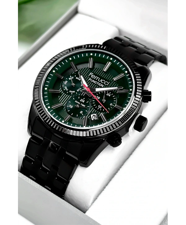 Function Erkek Kol Saati Çelik Kordon Siyah Bileklik Hediyeli 3atm Sdfer170