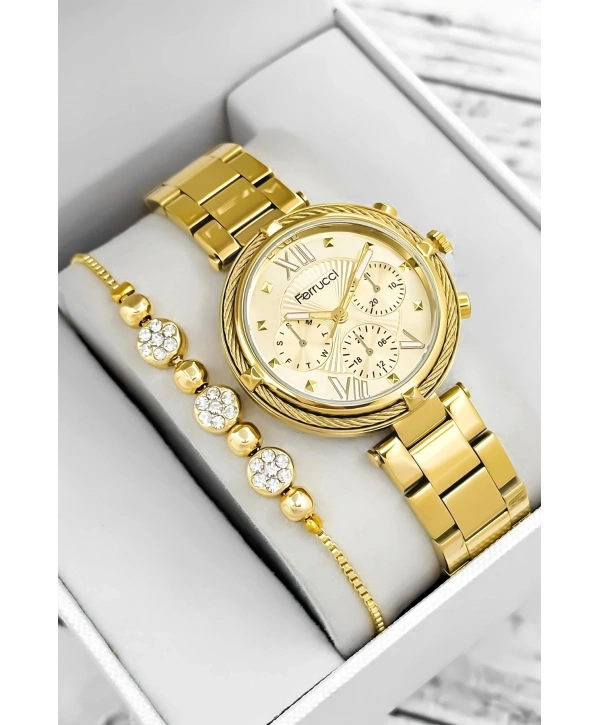 Çelik Kordon & Şık Tasarım, Kadın Kol Saati, 3atm Suya Dayanıklı Gold Sdfer171