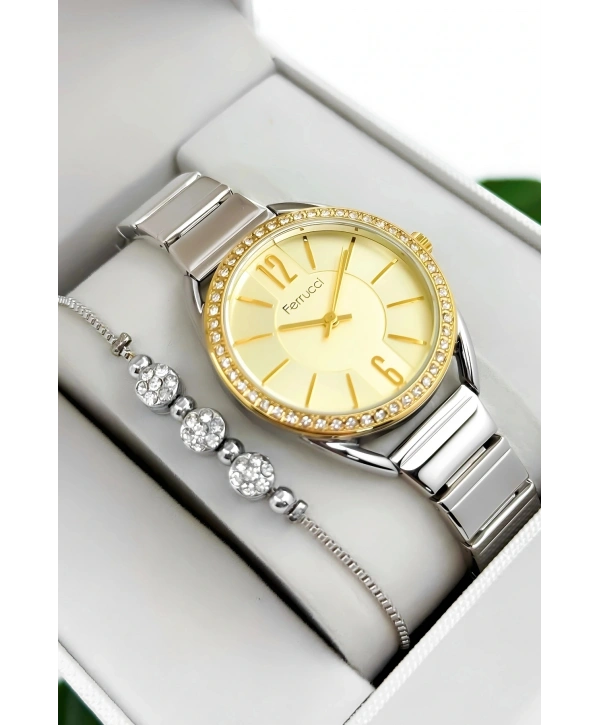 Çelik Kordon & Kasa Kadın Kol Saati, 3atm Suya Dayanıklı Gümüş-gold Sdfer172