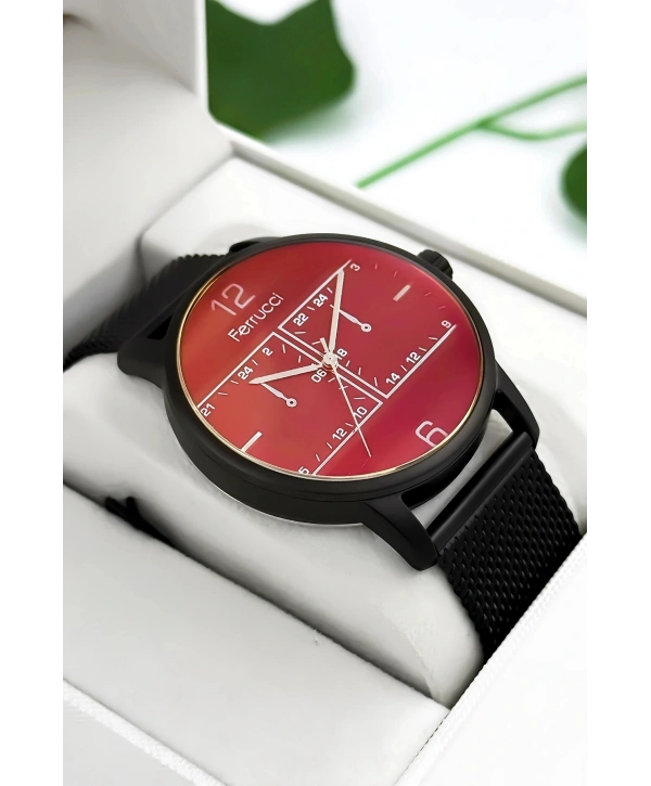 Erkek Kol Saati Çelik Kordon Siyah Bileklik Hediyeli 3atm Sdfer173