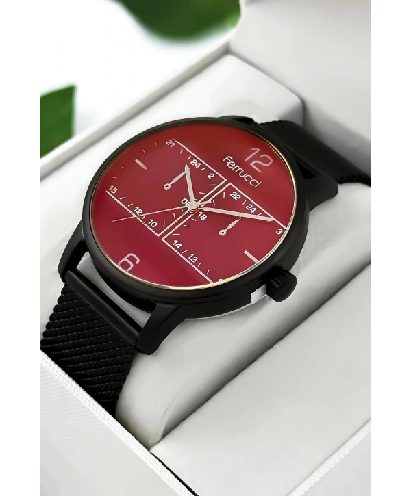 Erkek Kol Saati Çelik Kordon Siyah Bileklik Hediyeli 3atm Sdfer173