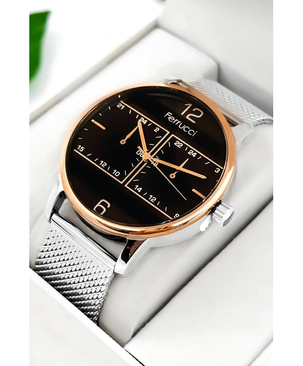 Erkek Kol Saati Çelik Kordon Gümüş-rose Bileklik Hediyeli 3atm Sdfer173