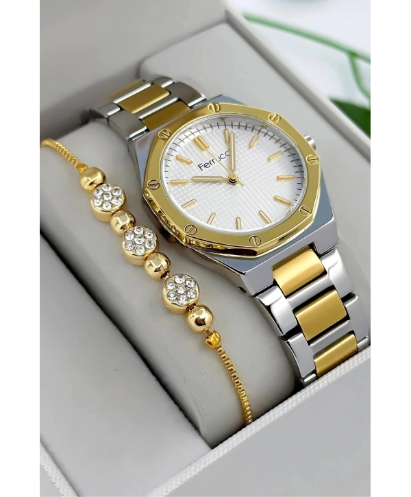 Çelik Kordon & Kasa Kadın Kol Saati, 3atm Suya Dayanıklı Gold-gümüş Sdfer174