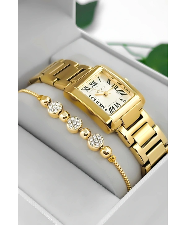 Çelik Kordon & Kasa Kadın Kol Saati, 3atm Suya Dayanıklı Gold Sdfer176