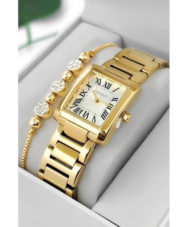 Çelik Kordon & Kasa Kadın Kol Saati, 3atm Suya Dayanıklı Gold Sdfer176