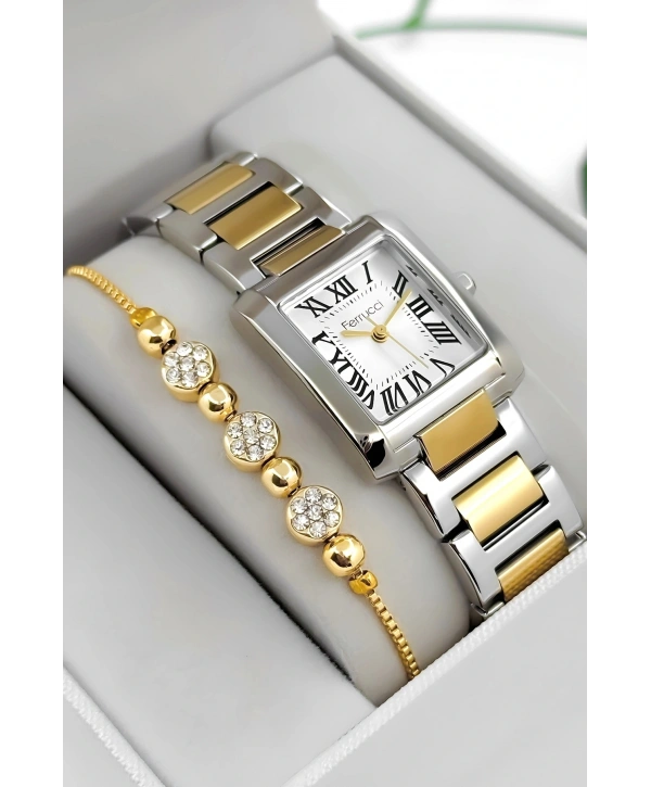 Çelik Kordon & Kasa Kadın Kol Saati, 3atm Suya Dayanıklı Gümüş-gold Sdfer176