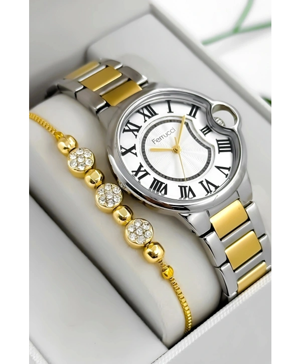 Çelik Kordon & Kasa Kadın Kol Saati, 3atm Suya Dayanıklı Gold-gümüş Sdfer177