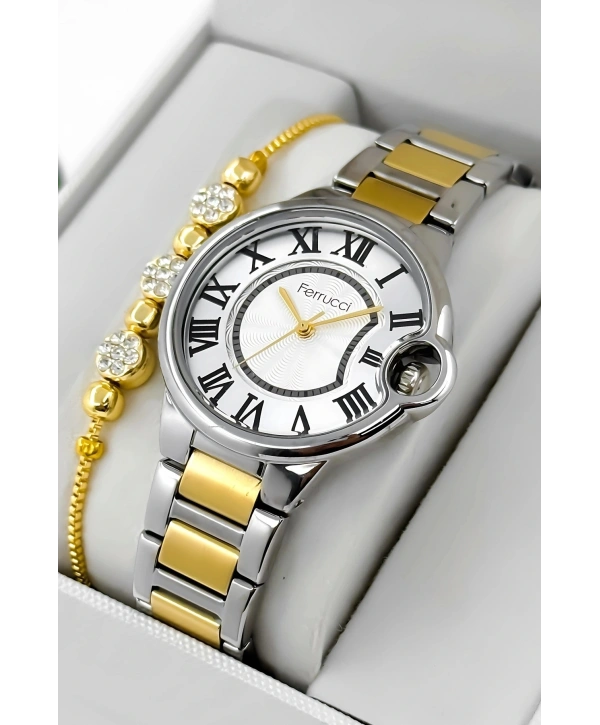 Çelik Kordon & Kasa Kadın Kol Saati, 3atm Suya Dayanıklı Gold-gümüş Sdfer177