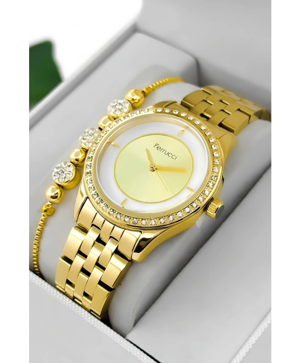 Çelik Kordon & Kasa Kadın Kol Saati, 3atm Suya Dayanıklı Gold Sdfer179