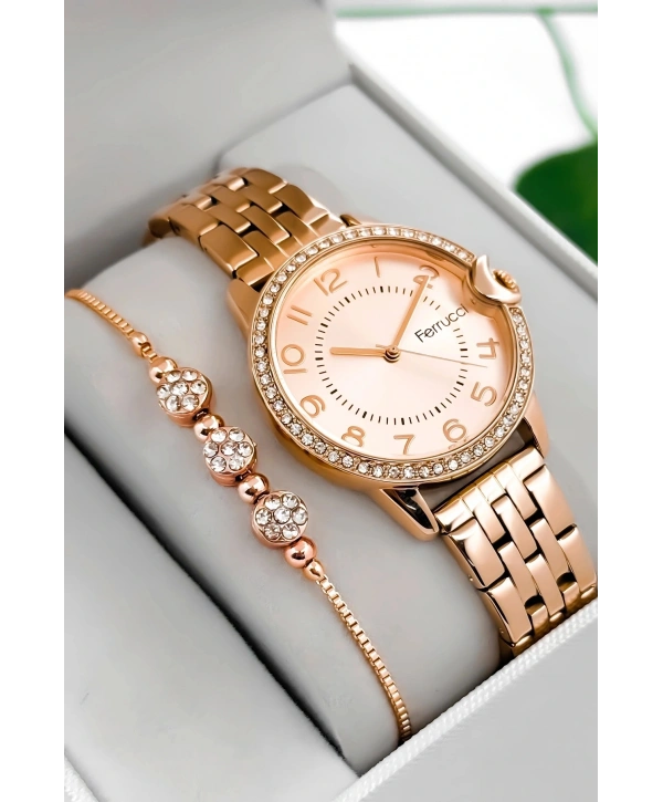 Çelik Kordon & Kasa Kadın Kol Saati, Taş Detaylı Kasa Rose Sdfer182