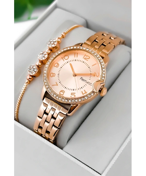 Çelik Kordon & Kasa Kadın Kol Saati, Taş Detaylı Kasa Rose Sdfer182