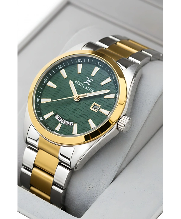 Takvimli Çelik Kordon Erkek Kol Saati Bileklik Hediyeli Gümüş-Gold sddk096