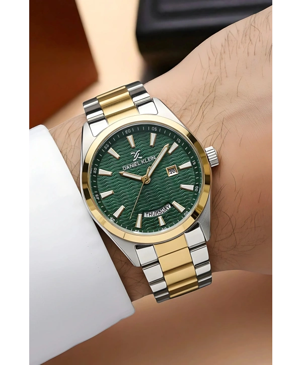 Takvimli Çelik Kordon Erkek Kol Saati Bileklik Hediyeli Gümüş-Gold sddk096