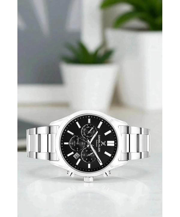 Exclusive Erkek Kol Saati Çelik Kordon&Kasa Gümüş-Siyah sddk098