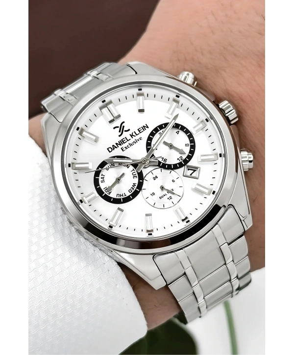 Exclusive Erkek Kol Saati Çelik Kordon&Kasa Gümüş-Beyaz sddk100