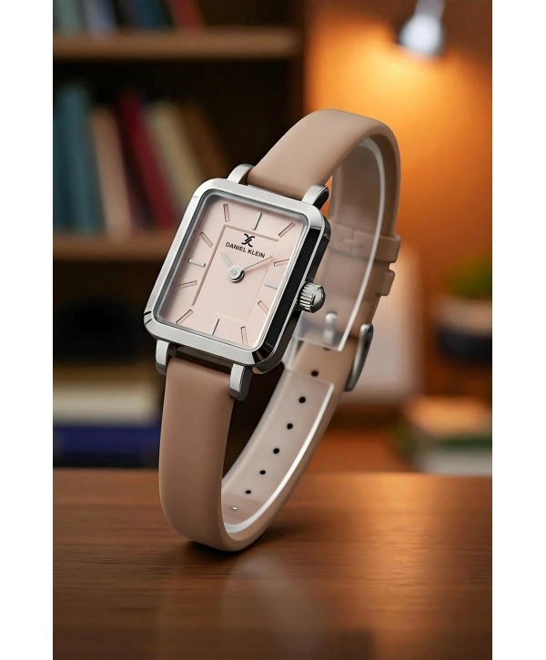 Deri Kordon Çelik Kasa Kadın Kol Saati+Bileklik Hediyeli Pudra sddk108