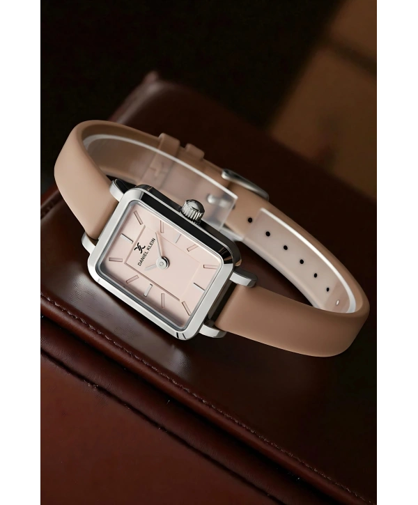 Deri Kordon Çelik Kasa Kadın Kol Saati+Bileklik Hediyeli Pudra sddk108