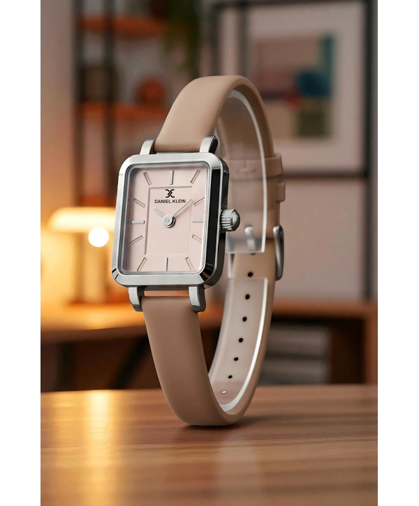 Deri Kordon Çelik Kasa Kadın Kol Saati+Bileklik Hediyeli Pudra sddk108