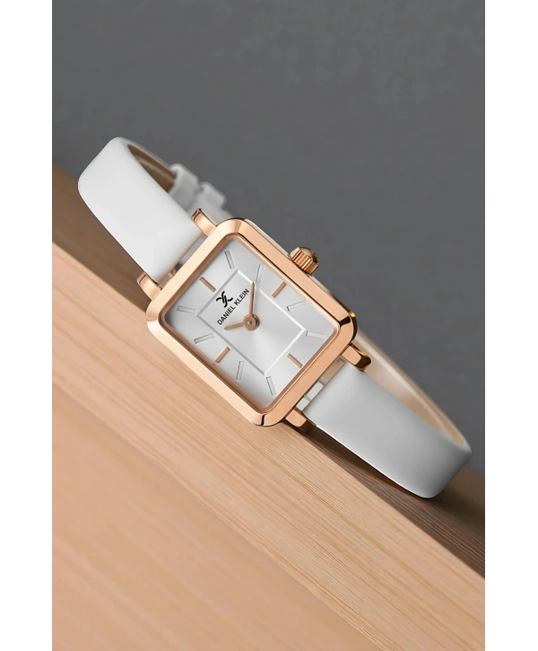 Deri Kordon Çelik Kasa Kadın Kol Saati+Bileklik Hediyeli Beyaz-Rose sddk108