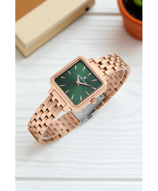 Çelik Kordon&Kasa Kadın Kol Saati+Bileklik Hediyeli Rose sddk109