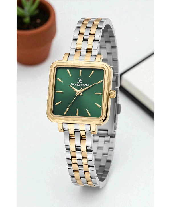 Çelik Kordon&Kasa Kadın Kol Saati+Bileklik Hediyeli Gümüş-Gold sddk109