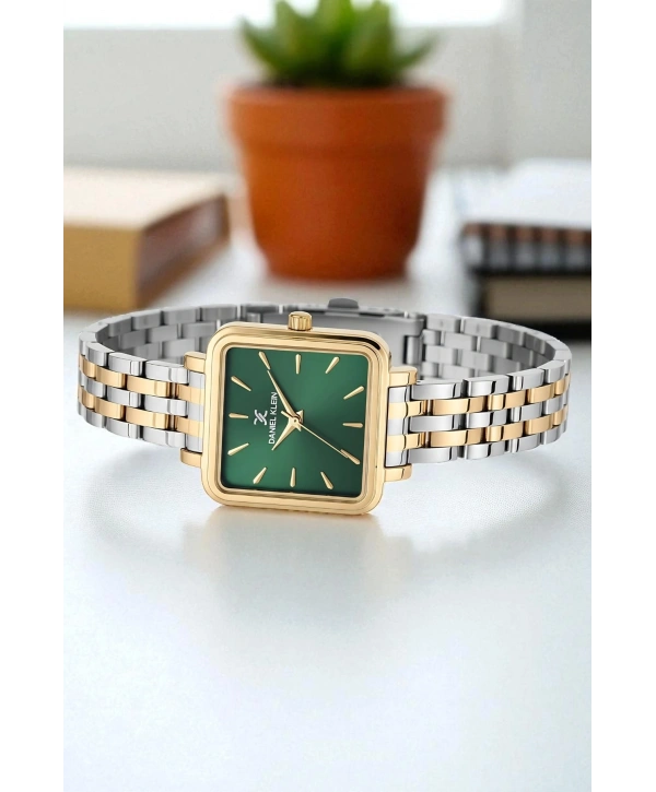 Çelik Kordon&Kasa Kadın Kol Saati+Bileklik Hediyeli Gümüş-Gold sddk109