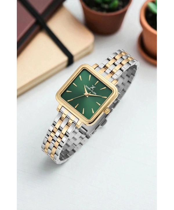 Çelik Kordon&Kasa Kadın Kol Saati+Bileklik Hediyeli Gümüş-Gold sddk109