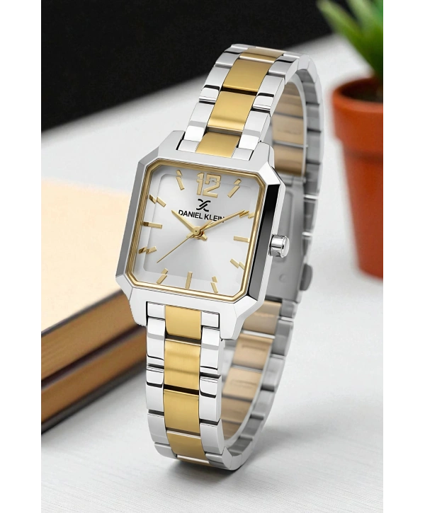 Çelik Kordon&Kasa Kadın Kol Saati+Bileklik Hediyeli Gümüş-Gold sddk110