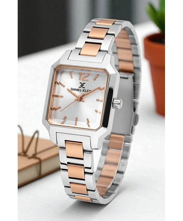 Çelik Kordon&Kasa Kadın Kol Saati+Bileklik Hediyeli Gümüş-Rose sddk110