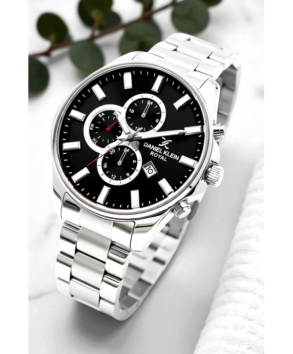 Takvimli Erkek Kol Saati Çelik Kasa&Kordon Bileklik Gümüş-Siyah sddk111