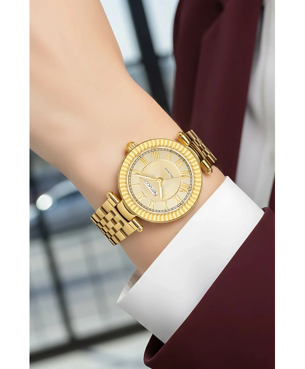 Çelik Kordon Çelik Kasa Kadın Kol Saati Gold sdfer184