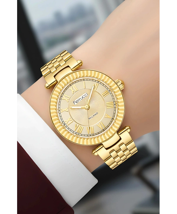 Çelik Kordon Çelik Kasa Kadın Kol Saati Gold sdfer184