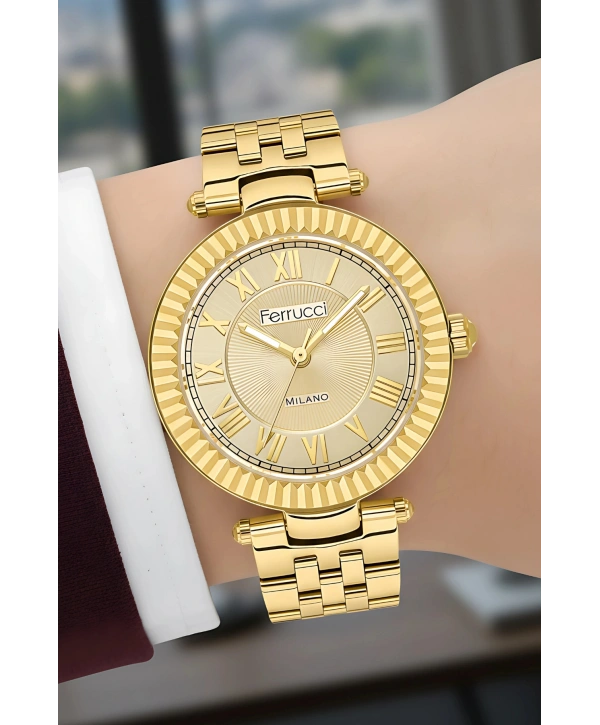 Çelik Kordon Çelik Kasa Kadın Kol Saati Gold sdfer184