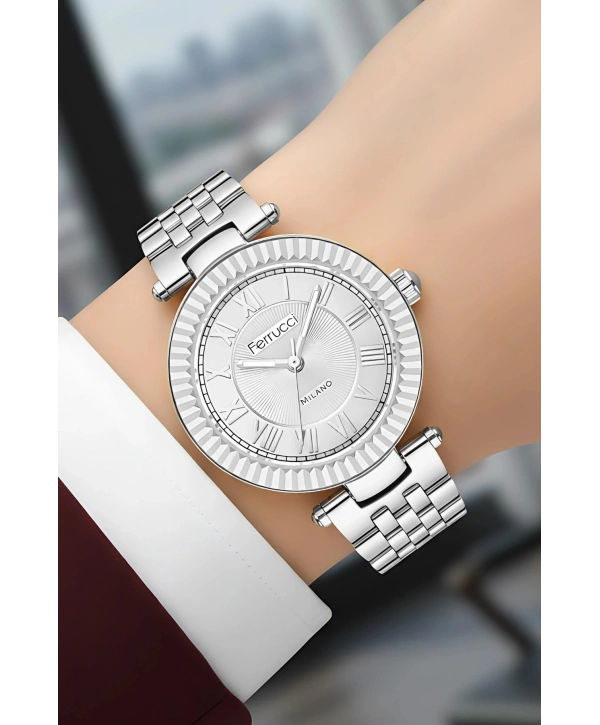 Çelik Kordon Çelik Kasa Kadın Kol Saati Gümüş sdfer184