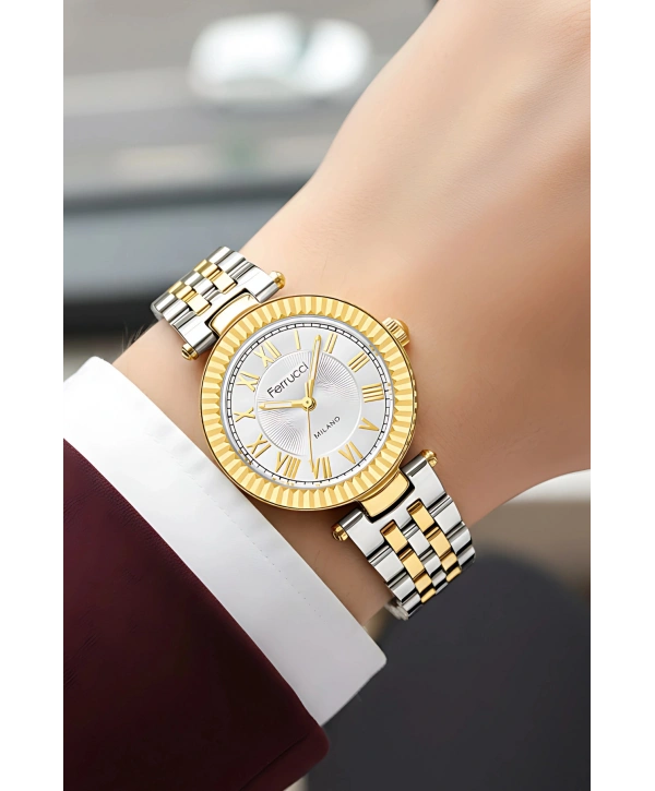 Çelik Kordon Çelik Kasa Kadın Kol Saati Gümüş-Gold sdfer184