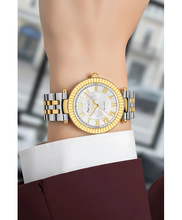 Çelik Kordon Çelik Kasa Kadın Kol Saati Gümüş-Gold sdfer184