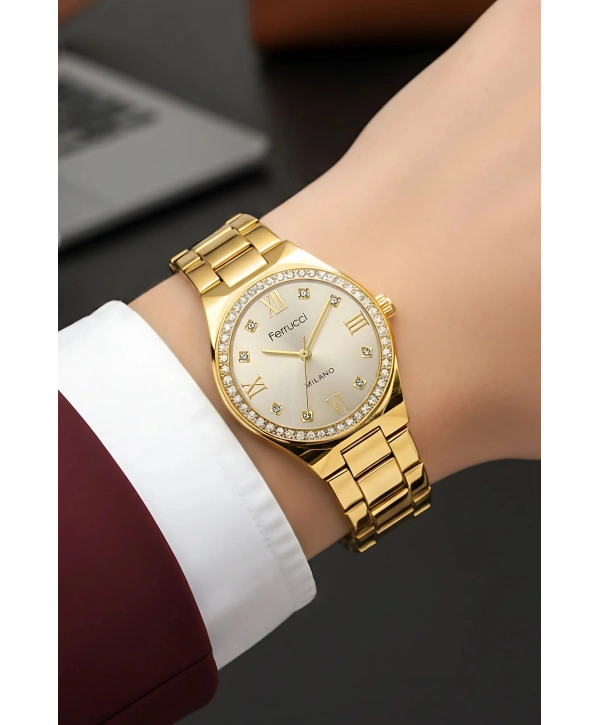 Çelik Kordon Çelik Kasa Kadın Kol Saati Gold sdfer185