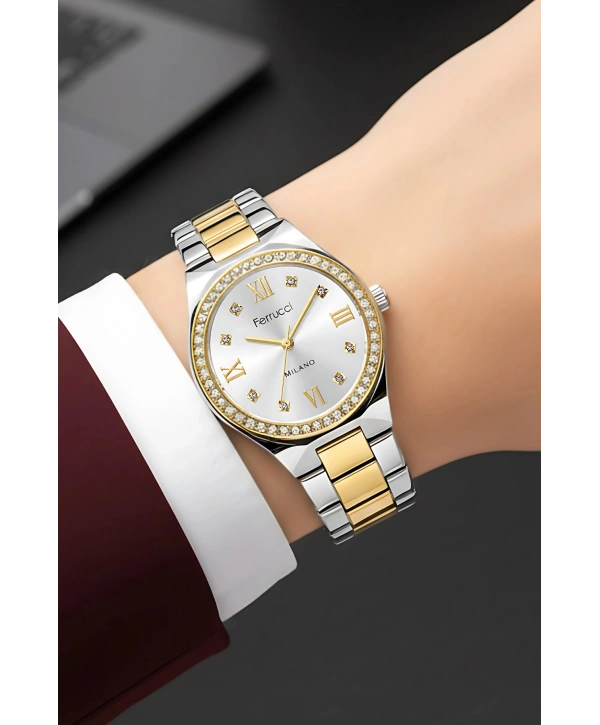 Çelik Kordon Çelik Kasa Kadın Kol Saati Gümüş-Gold sdfer185