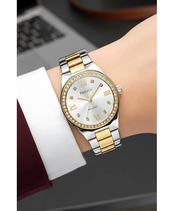 Çelik Kordon Çelik Kasa Kadın Kol Saati Gümüş-Gold sdfer185