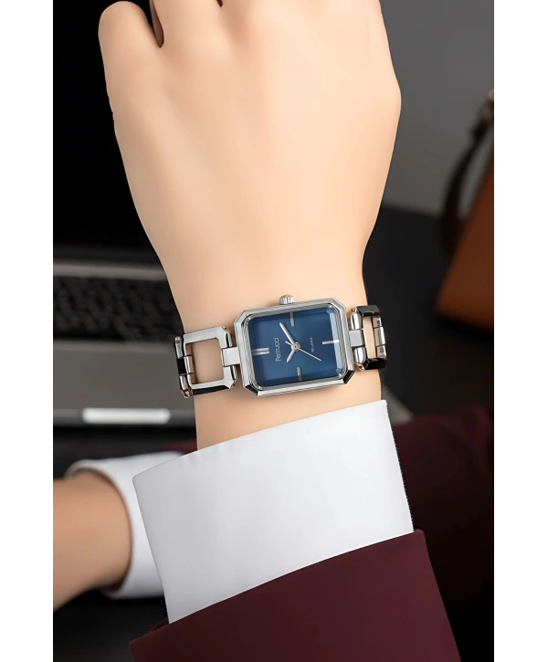 Çelik Kordon Çelik Kasa Kadın Kol Saati Gümüş-Mavi sdfer187