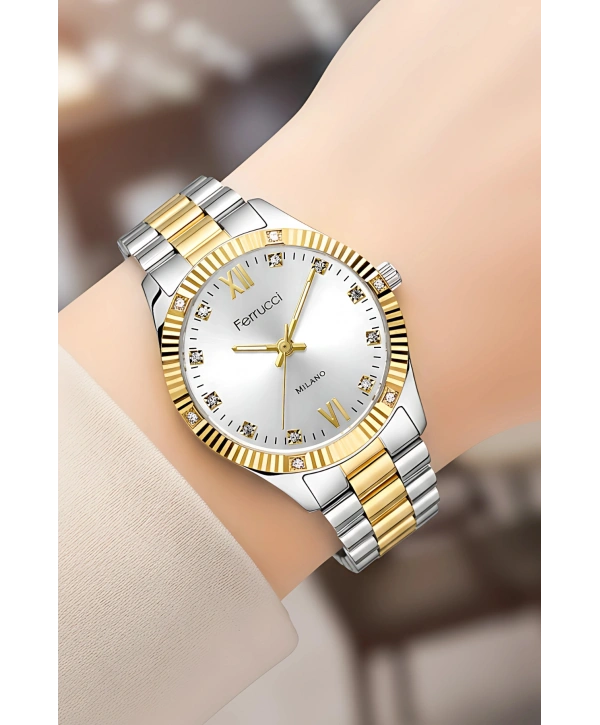 Çelik Kordon Çelik Kasa Kadın Kol Saati Gümüş-Gold sdfer188