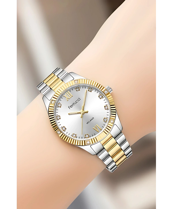 Çelik Kordon Çelik Kasa Kadın Kol Saati Gümüş-Gold sdfer188