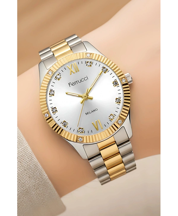 Çelik Kordon Çelik Kasa Kadın Kol Saati Gümüş-Gold sdfer188