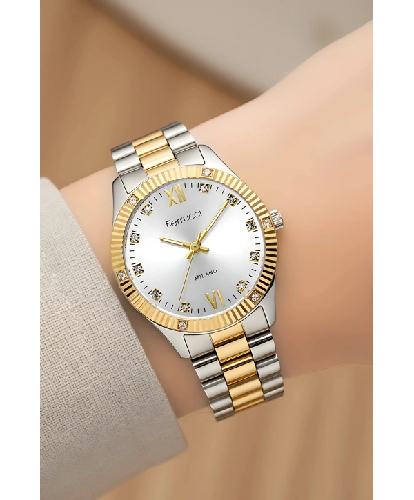 Çelik Kordon Çelik Kasa Kadın Kol Saati Gümüş-Gold sdfer188