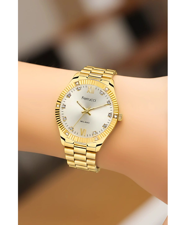 Çelik Kordon Çelik Kasa Kadın Kol Saati Gold sdfer188