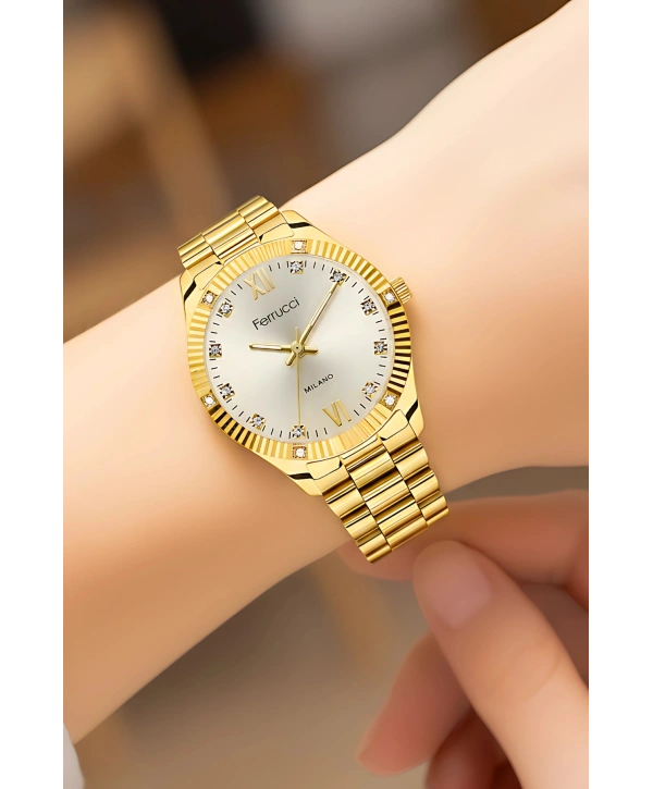 Çelik Kordon Çelik Kasa Kadın Kol Saati Gold sdfer188