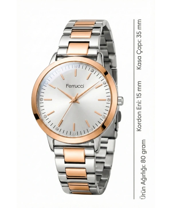 Çelik Kordon Çelik Kasa Kadın Kol Saati Gümüş-Rose sdfer189