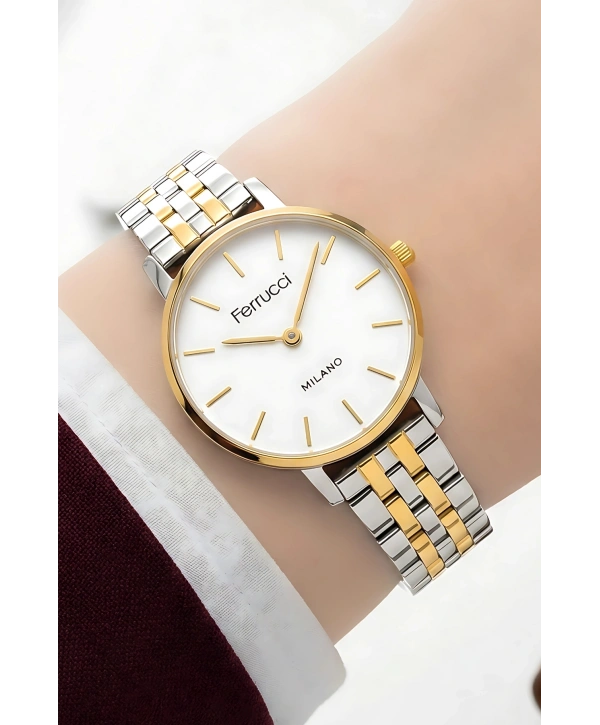 Çelik Kordon Çelik Kasa Kadın Kol Saati Gümüş-Gold sdfer190
