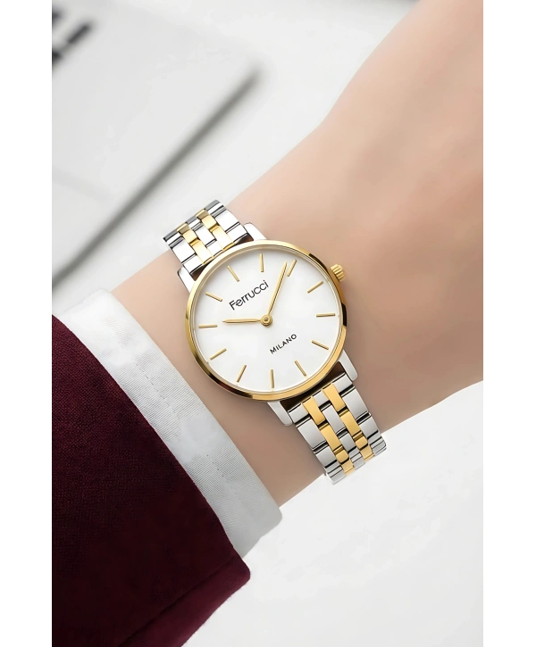 Çelik Kordon Çelik Kasa Kadın Kol Saati Gümüş-Gold sdfer190